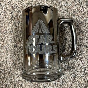 Vintage Disney Star Tours Mirrored Metallic Glass beer mug or stein Star Wars